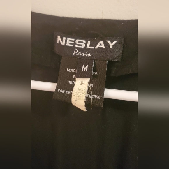 NESLAY Paris Black Midi Dress With Native American Style Adorning The Hemline - Picture 3 of 5